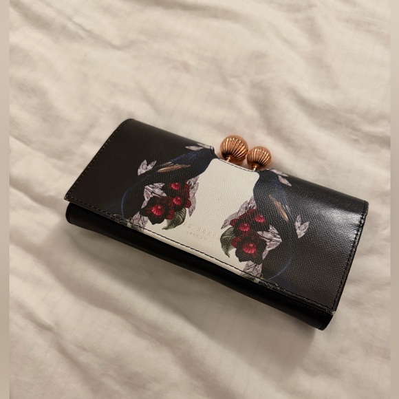 Ted Baker London Handbags - Ted Baker London Black and White Wallet with Floral and Bird Design